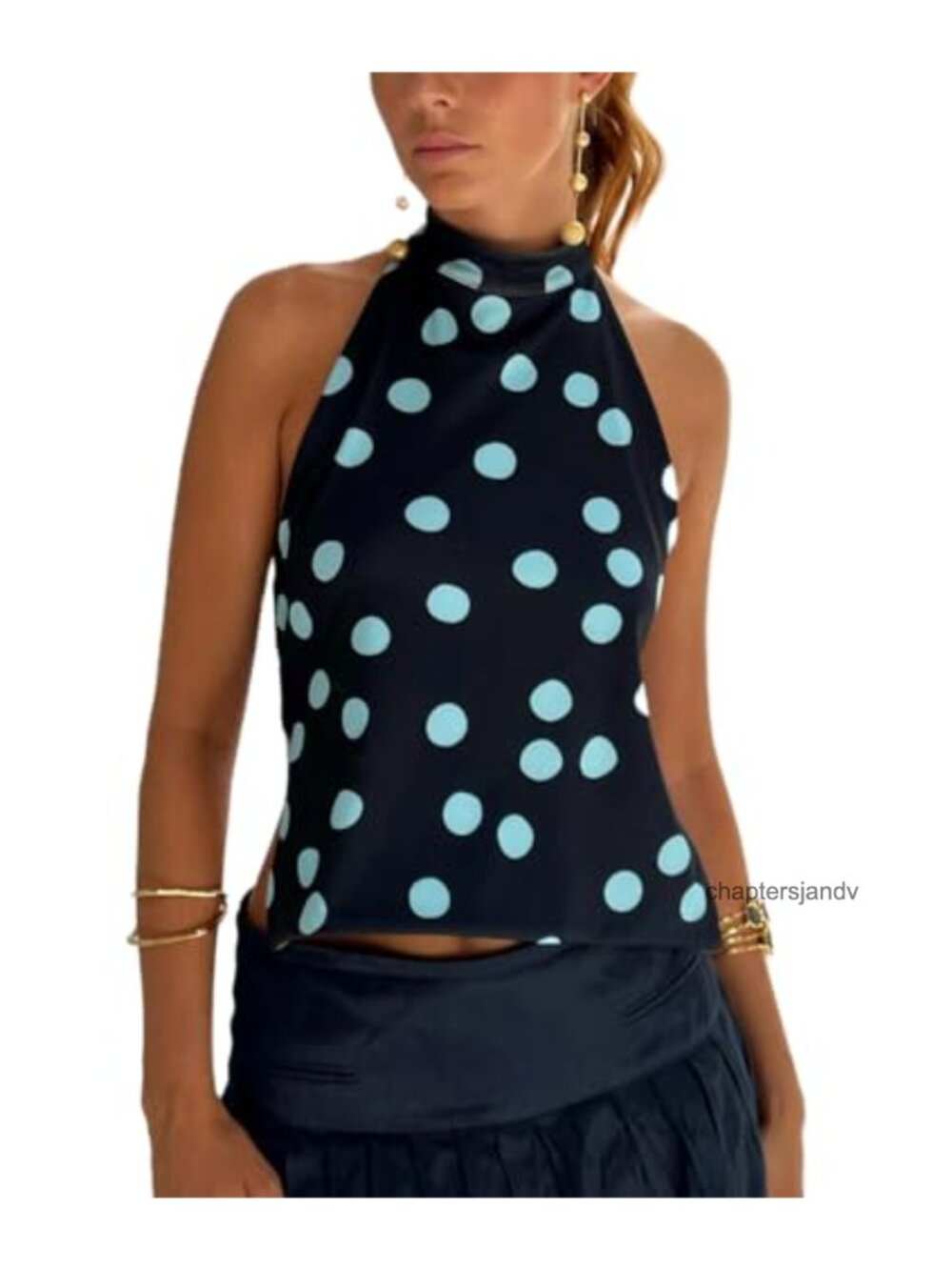 Women Backless Halter Tank Top Mock Neck Sleeveless Party Club Going Out